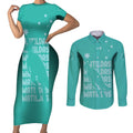 Australia Soccer Matildas Custom Couples Matching Short Sleeve Bodycon Dress and Long Sleeve Button Shirt Turquoise Basic Gradient
