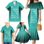 Australia Soccer Matildas Custom Family Matching Mermaid Dress and Hawaiian Shirt Turquoise Basic Gradient