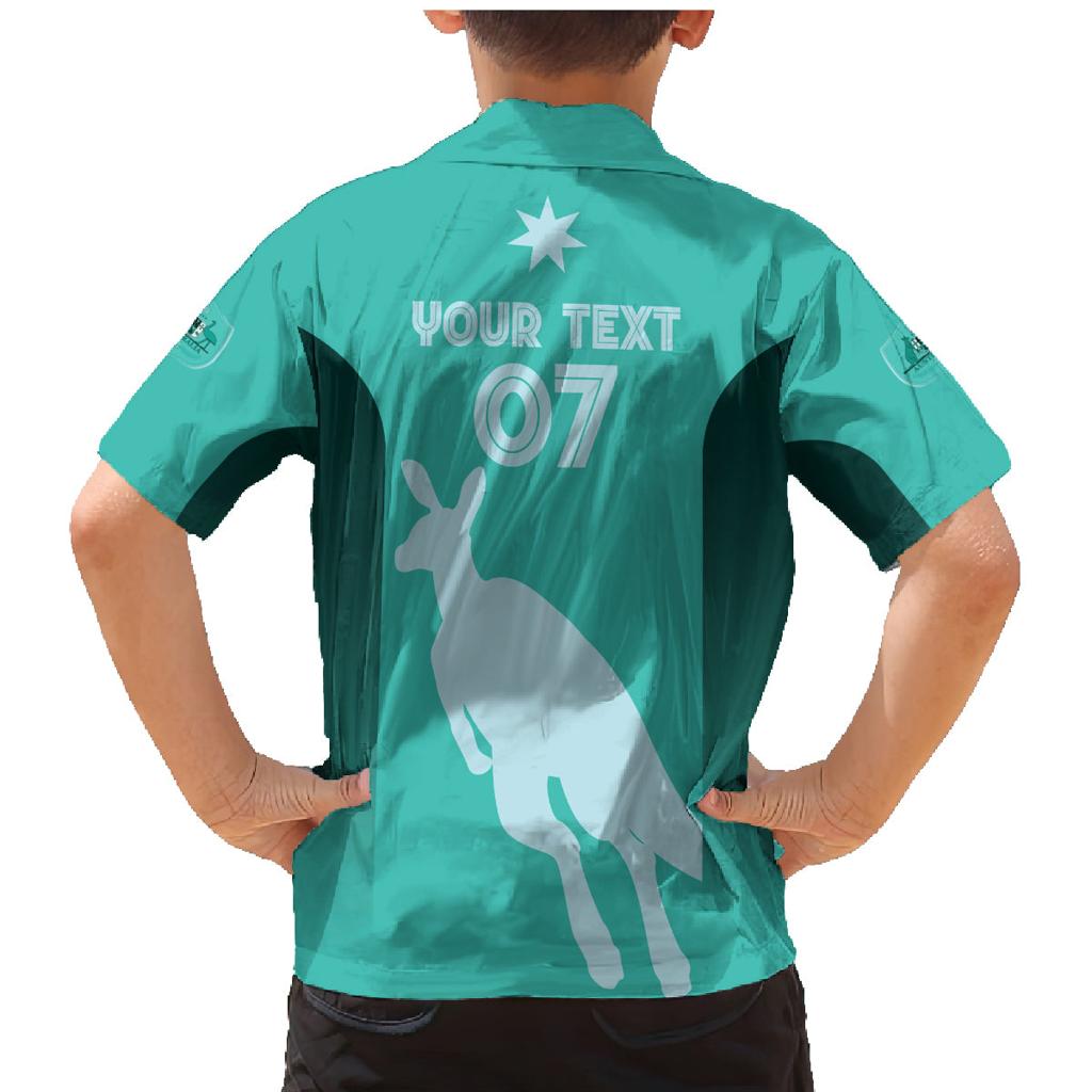 Australia Soccer Matildas Custom Family Matching Mermaid Dress and Hawaiian Shirt Turquoise Basic Gradient