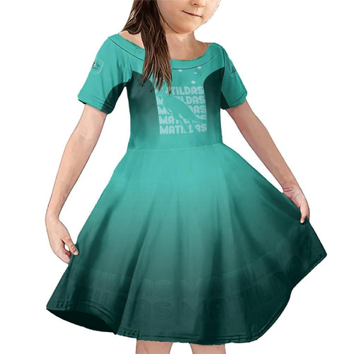 Australia Soccer Matildas Custom Family Matching Mermaid Dress and Hawaiian Shirt Turquoise Basic Gradient