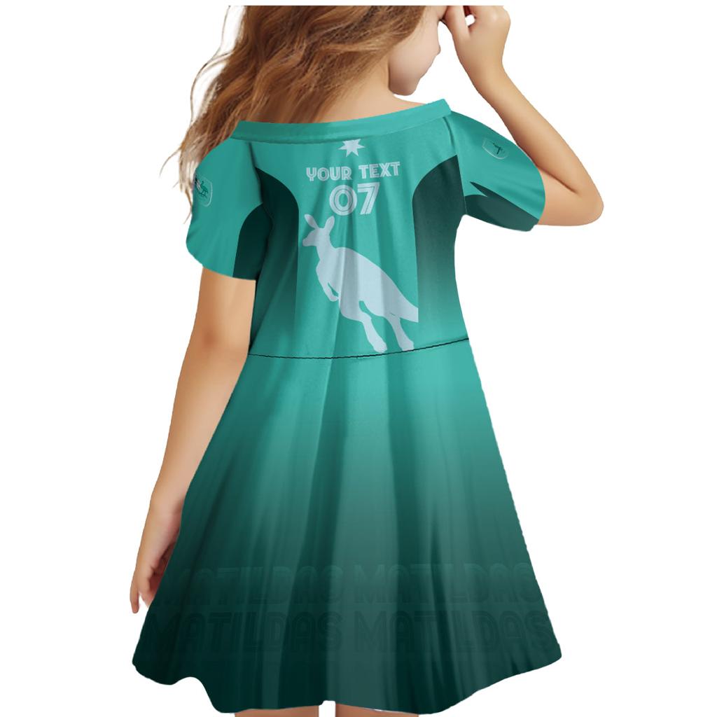 Australia Soccer Matildas Custom Family Matching Mermaid Dress and Hawaiian Shirt Turquoise Basic Gradient