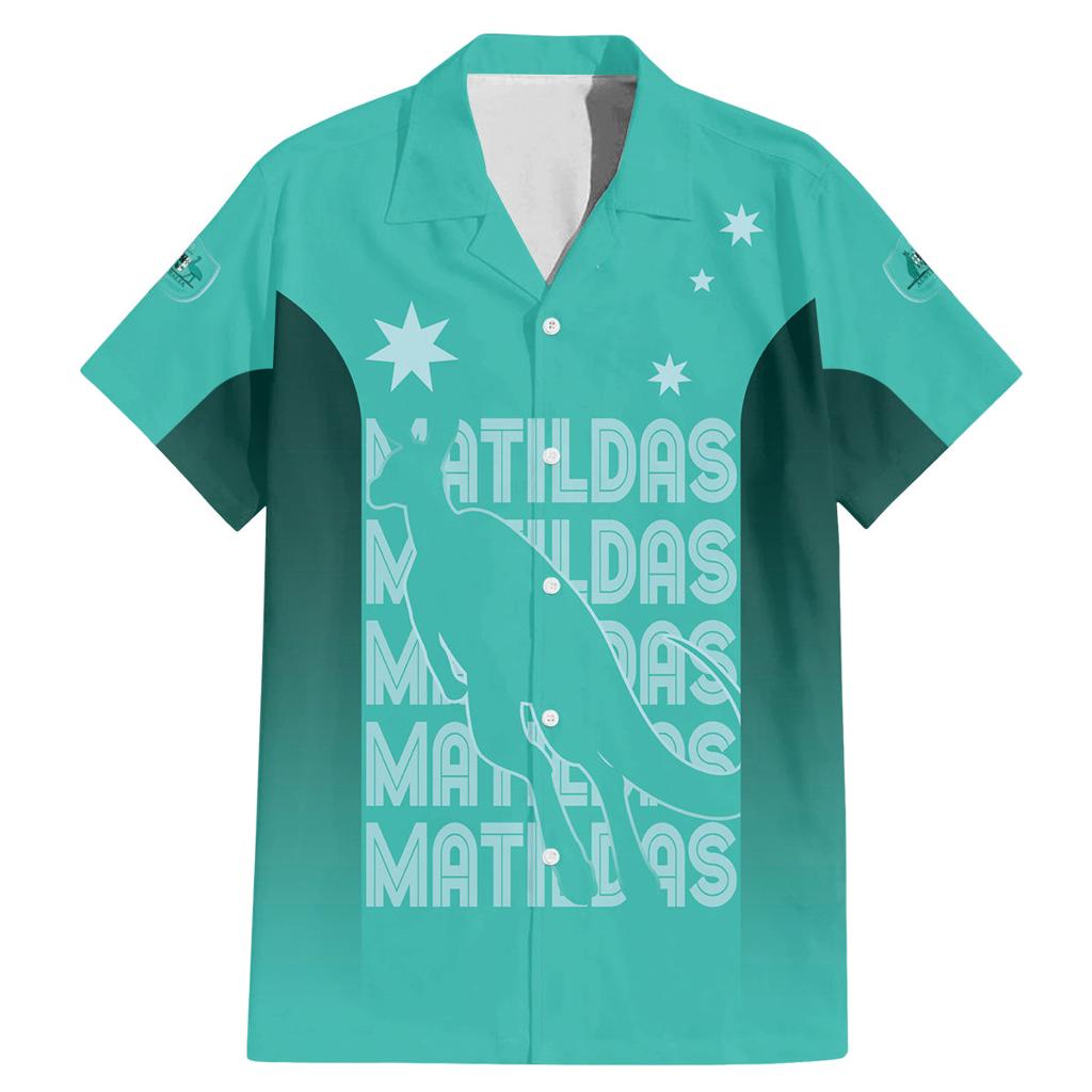 Australia Soccer Matildas Custom Family Matching Mermaid Dress and Hawaiian Shirt Turquoise Basic Gradient