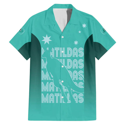Australia Soccer Matildas Custom Family Matching Mermaid Dress and Hawaiian Shirt Turquoise Basic Gradient