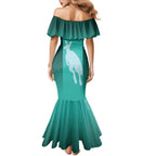 Australia Soccer Matildas Custom Family Matching Mermaid Dress and Hawaiian Shirt Turquoise Basic Gradient