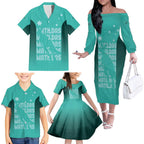Australia Soccer Matildas Custom Family Matching Off The Shoulder Long Sleeve Dress and Hawaiian Shirt Turquoise Basic Gradient