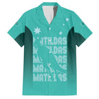 Australia Soccer Matildas Custom Family Matching Off The Shoulder Long Sleeve Dress and Hawaiian Shirt Turquoise Basic Gradient