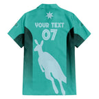 Australia Soccer Matildas Custom Family Matching Off The Shoulder Long Sleeve Dress and Hawaiian Shirt Turquoise Basic Gradient
