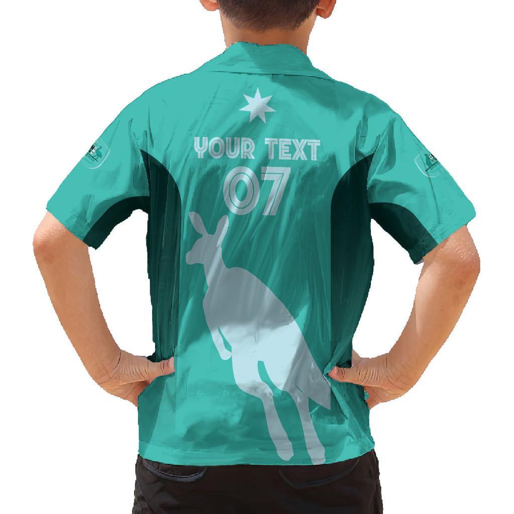 Australia Soccer Matildas Custom Family Matching Off Shoulder Maxi Dress and Hawaiian Shirt Turquoise Basic Gradient
