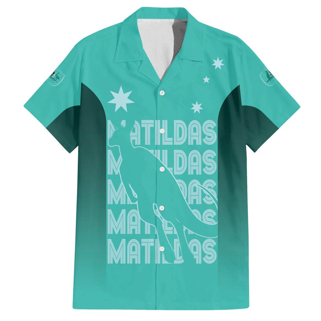 Australia Soccer Matildas Custom Family Matching Off Shoulder Maxi Dress and Hawaiian Shirt Turquoise Basic Gradient