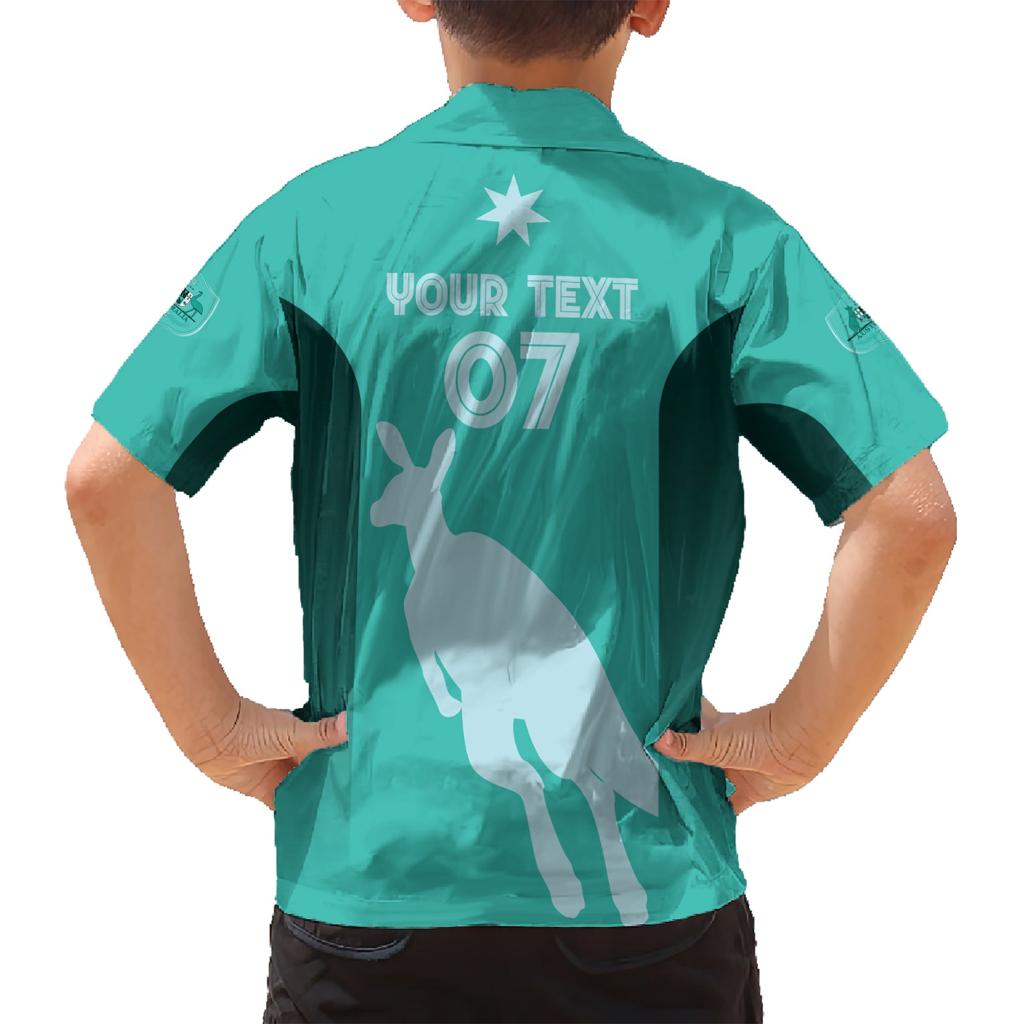 Australia Soccer Matildas Custom Family Matching Short Sleeve Bodycon Dress and Hawaiian Shirt Turquoise Basic Gradient