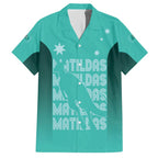 Australia Soccer Matildas Custom Family Matching Short Sleeve Bodycon Dress and Hawaiian Shirt Turquoise Basic Gradient