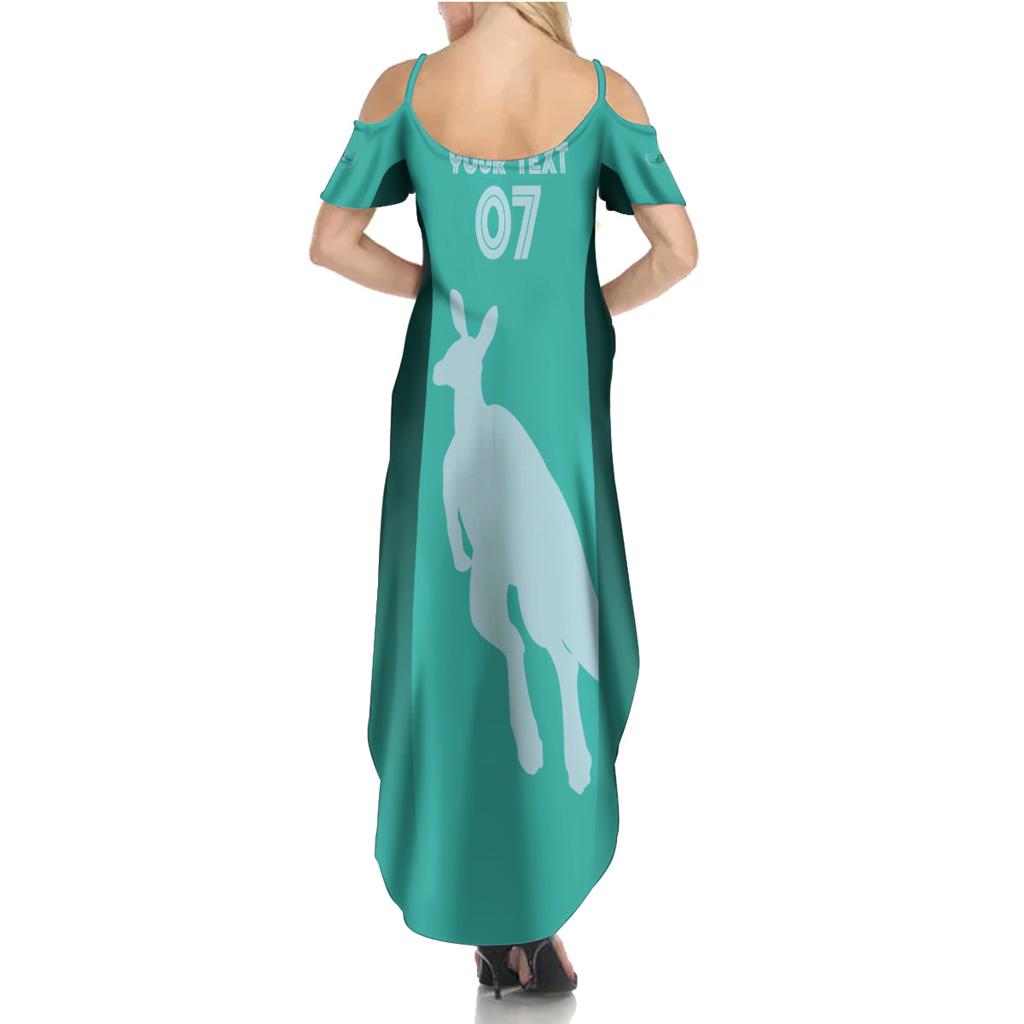 Australia Soccer Matildas Custom Family Matching Summer Maxi Dress and Hawaiian Shirt Turquoise Basic Gradient