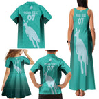 Australia Soccer Matildas Custom Family Matching Tank Maxi Dress and Hawaiian Shirt Turquoise Basic Gradient