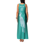 Australia Soccer Matildas Custom Family Matching Tank Maxi Dress and Hawaiian Shirt Turquoise Basic Gradient