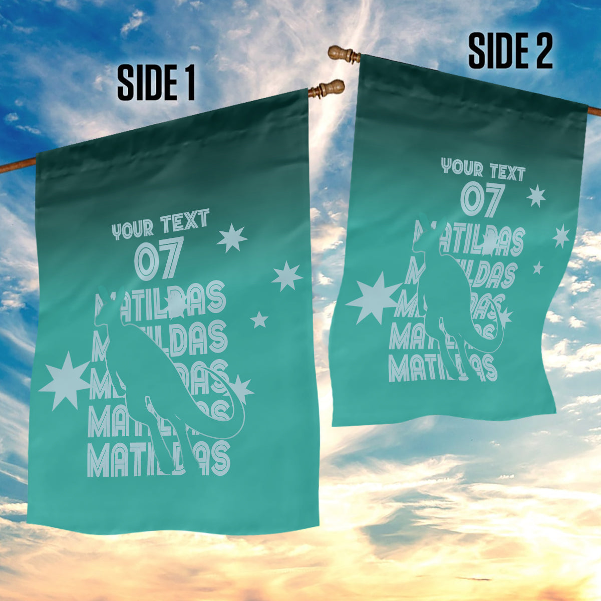 Australia Soccer Matildas Custom Garden Flag Turquoise Basic Gradient