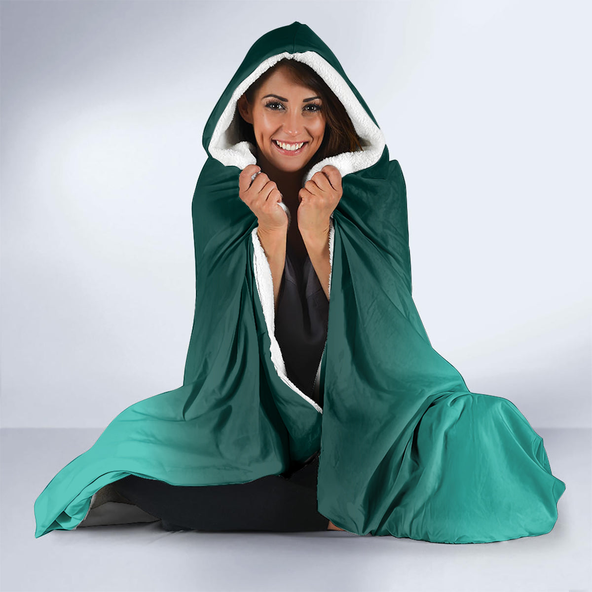 Australia Soccer Matildas Custom Hooded Blanket Turquoise Basic Gradient