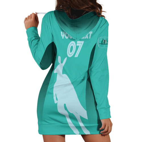 Australia Soccer Matildas Custom Hoodie Dress Turquoise Basic Gradient