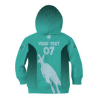 Australia Soccer Matildas Custom Kid Hoodie Turquoise Basic Gradient