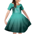Australia Soccer Matildas Custom Kid Short Sleeve Dress Turquoise Basic Gradient