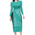 Australia Soccer Matildas Custom Long Sleeve Bodycon Dress Turquoise Basic Gradient