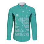 Australia Soccer Matildas Custom Long Sleeve Button Shirt Turquoise Basic Gradient