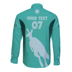 Australia Soccer Matildas Custom Long Sleeve Button Shirt Turquoise Basic Gradient