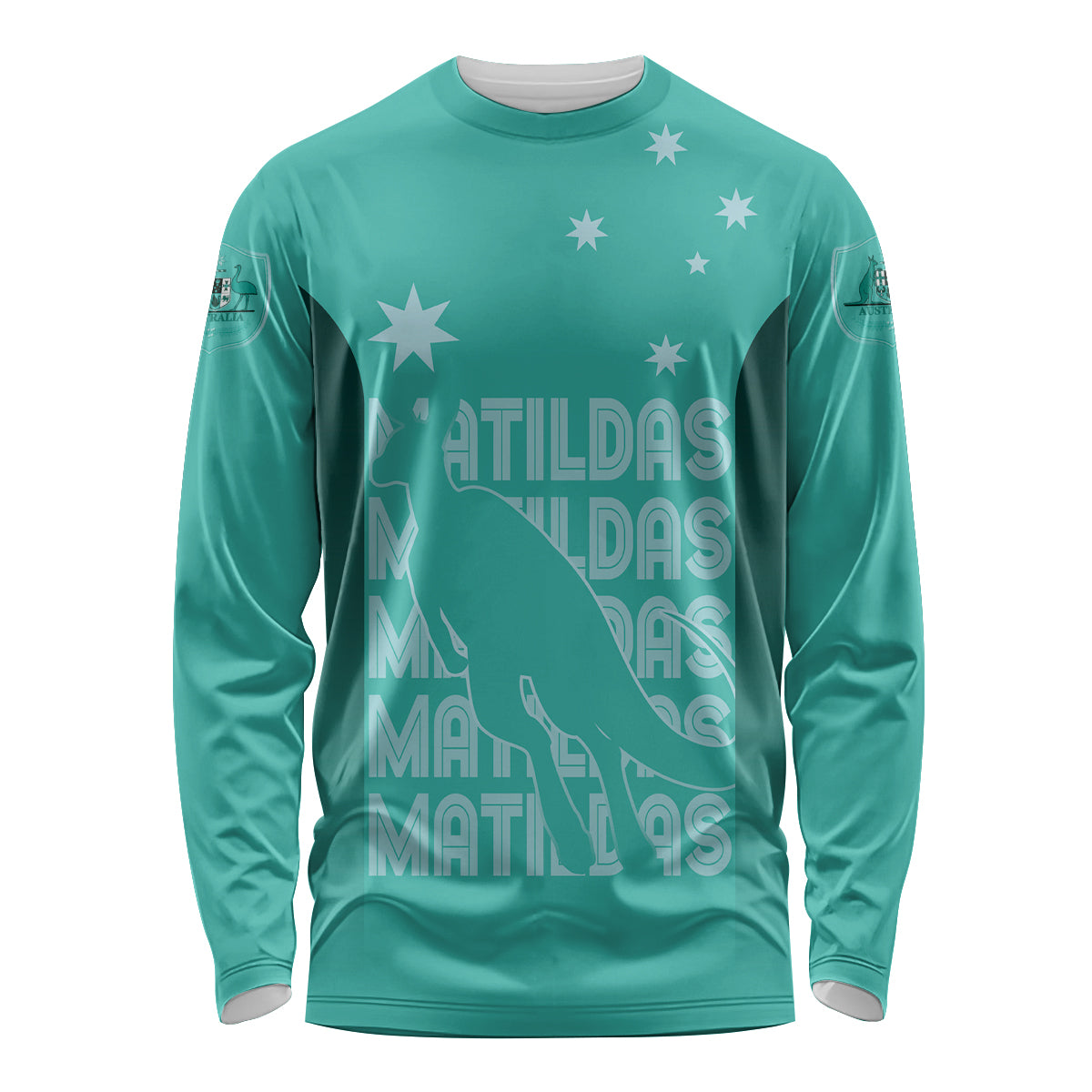 Australia Soccer Matildas Custom Long Sleeve Shirt Turquoise Basic Gradient
