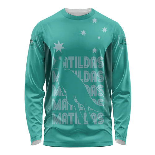 Australia Soccer Matildas Custom Long Sleeve Shirt Turquoise Basic Gradient