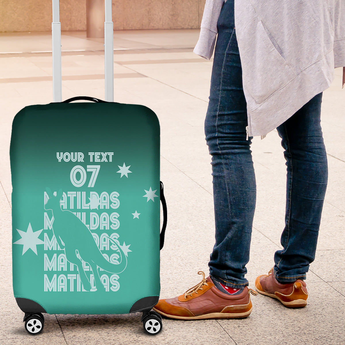 Australia Soccer Matildas Custom Luggage Cover Turquoise Basic Gradient