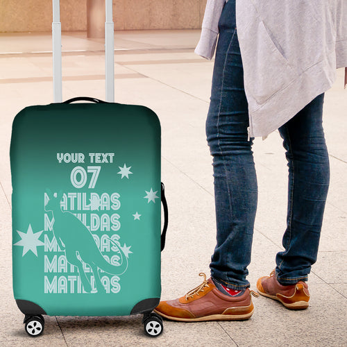 Australia Soccer Matildas Custom Luggage Cover Turquoise Basic Gradient