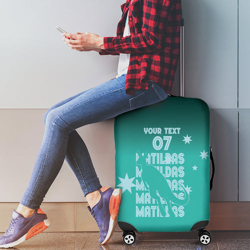 Australia Soccer Matildas Custom Luggage Cover Turquoise Basic Gradient