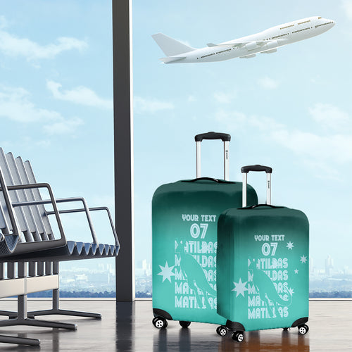 Australia Soccer Matildas Custom Luggage Cover Turquoise Basic Gradient