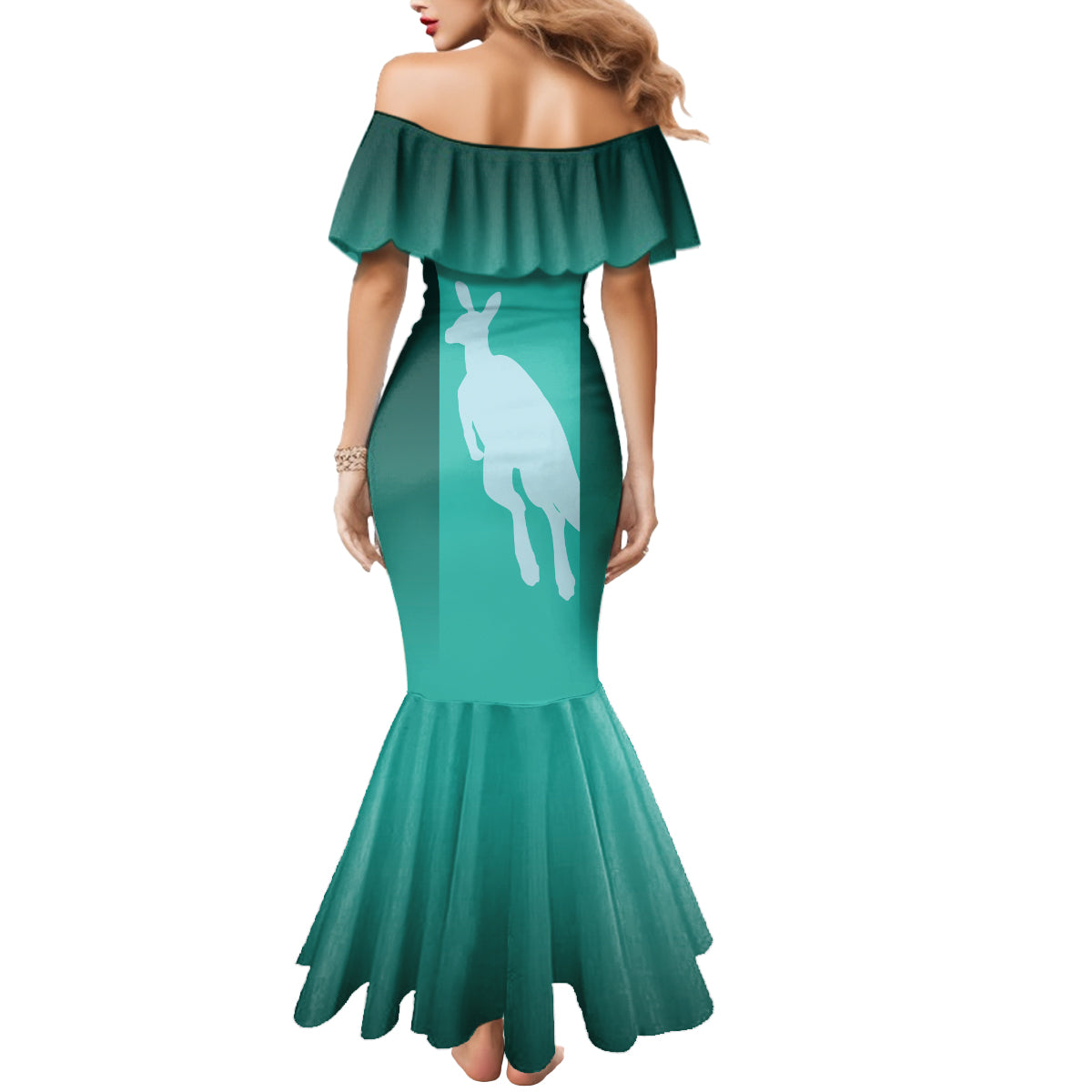 Australia Soccer Matildas Custom Mermaid Dress Turquoise Basic Gradient