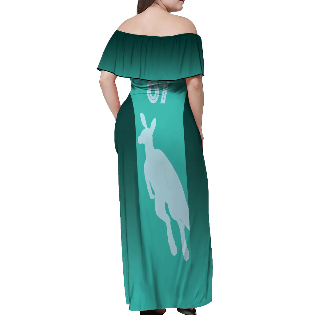 Australia Soccer Matildas Custom Off Shoulder Maxi Dress Turquoise Basic Gradient