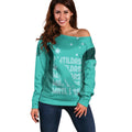 Australia Soccer Matildas Custom Off Shoulder Sweater Turquoise Basic Gradient
