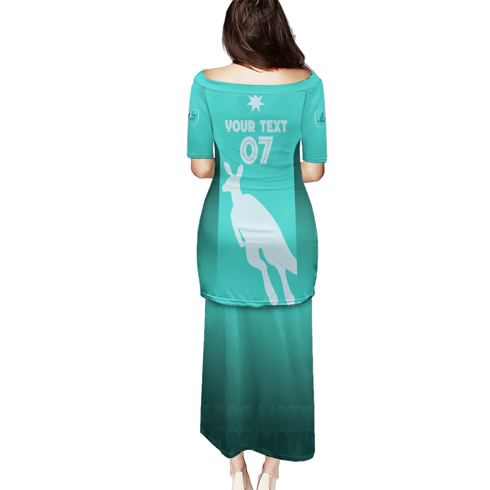 Australia Soccer Matildas Custom Puletasi Turquoise Basic Gradient