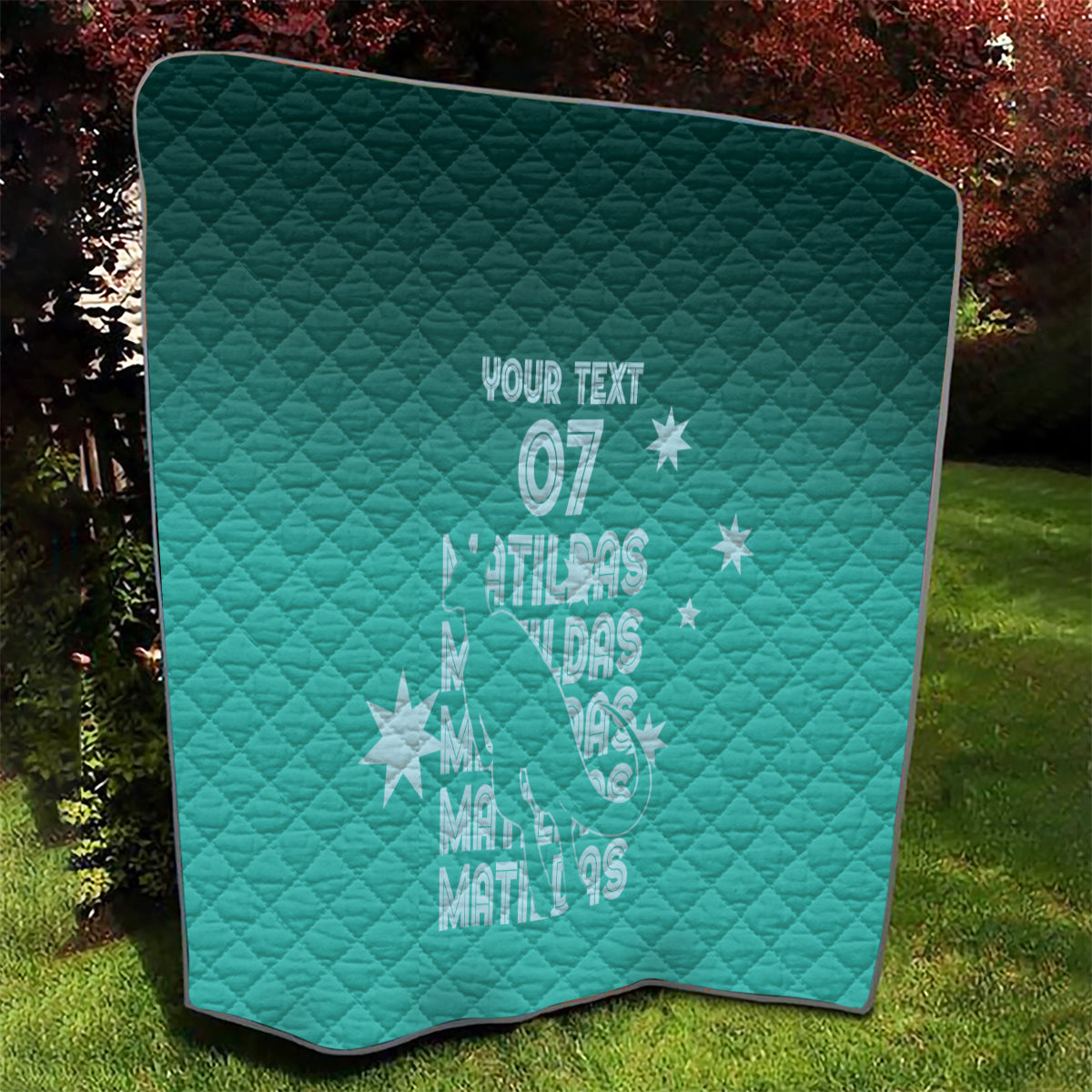 Australia Soccer Matildas Custom Quilt Turquoise Basic Gradient
