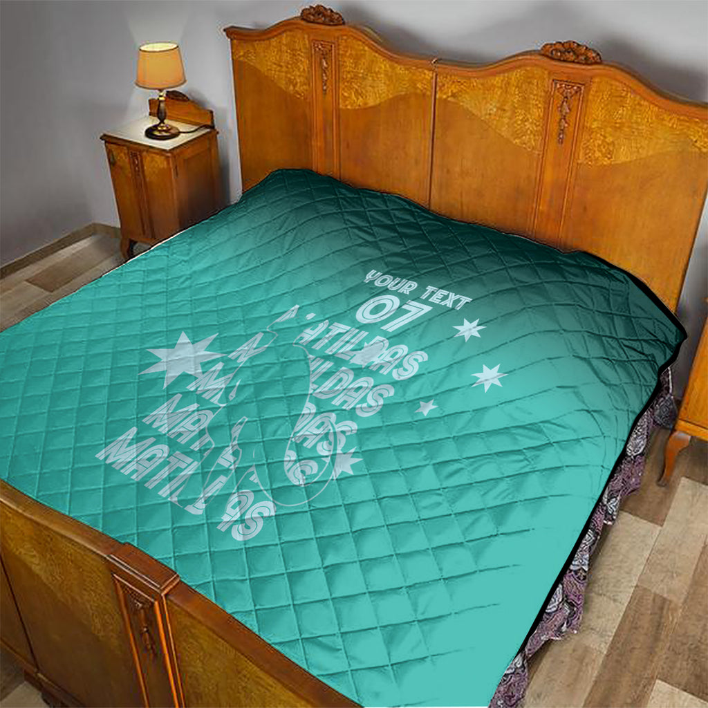 Australia Soccer Matildas Custom Quilt Turquoise Basic Gradient