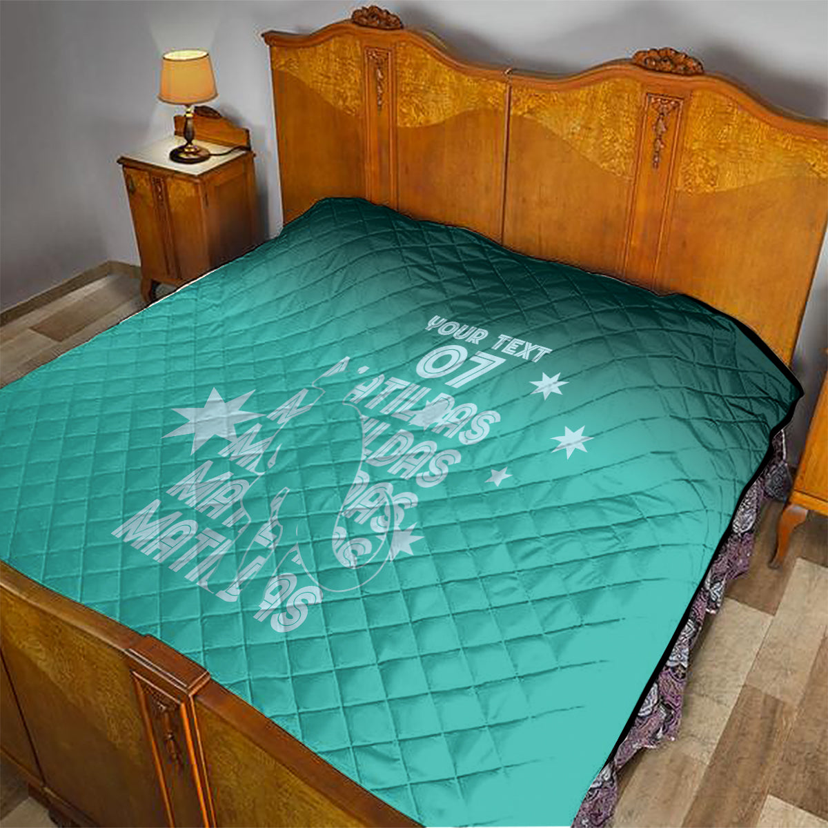 Australia Soccer Matildas Custom Quilt Turquoise Basic Gradient