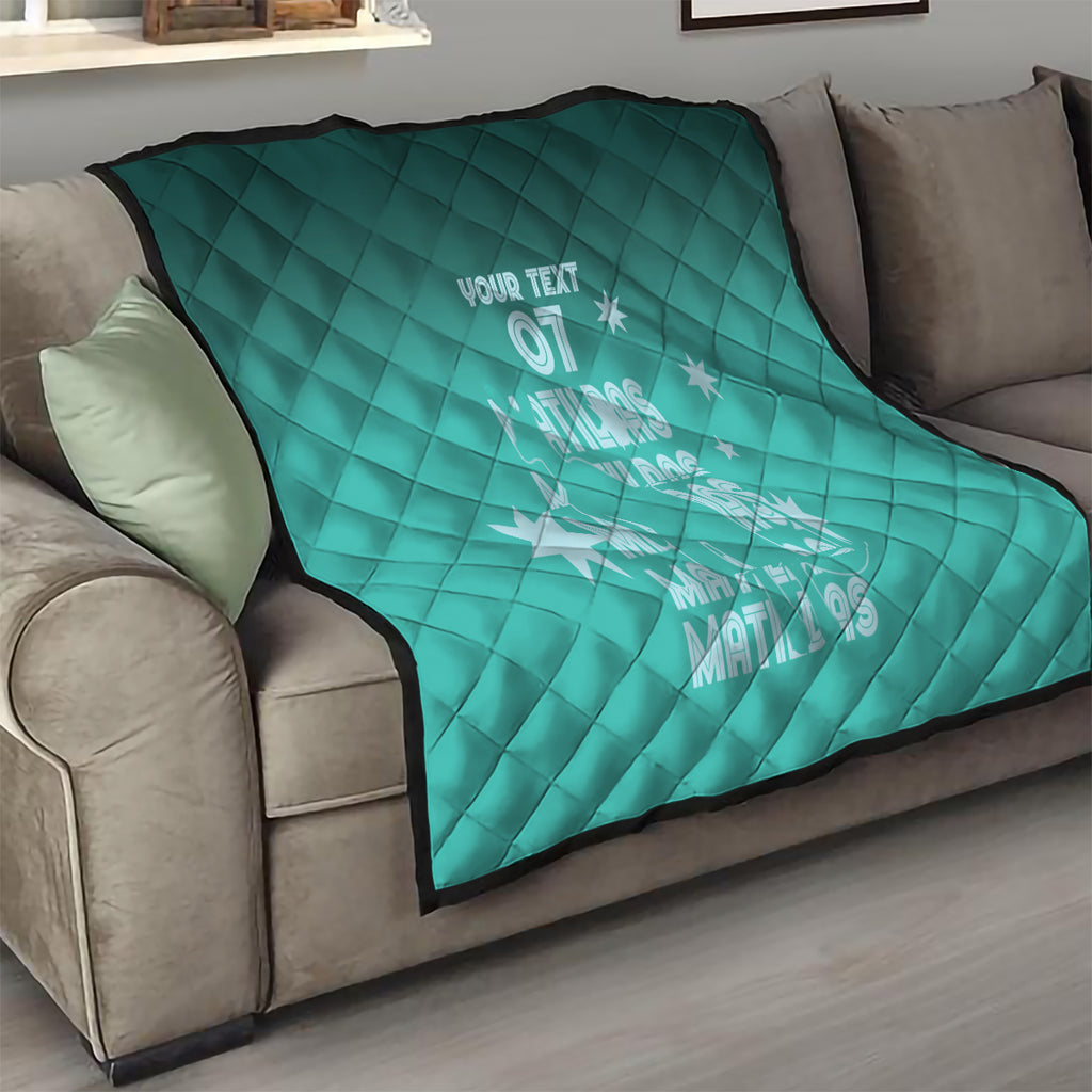 Australia Soccer Matildas Custom Quilt Turquoise Basic Gradient