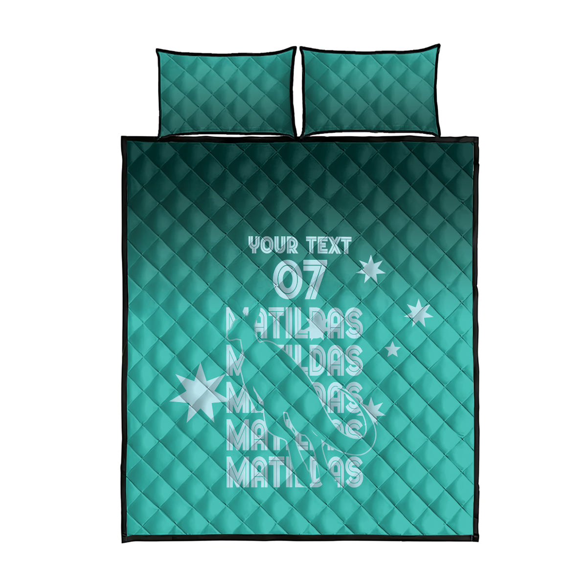 Australia Soccer Matildas Custom Quilt Bed Set Turquoise Basic Gradient