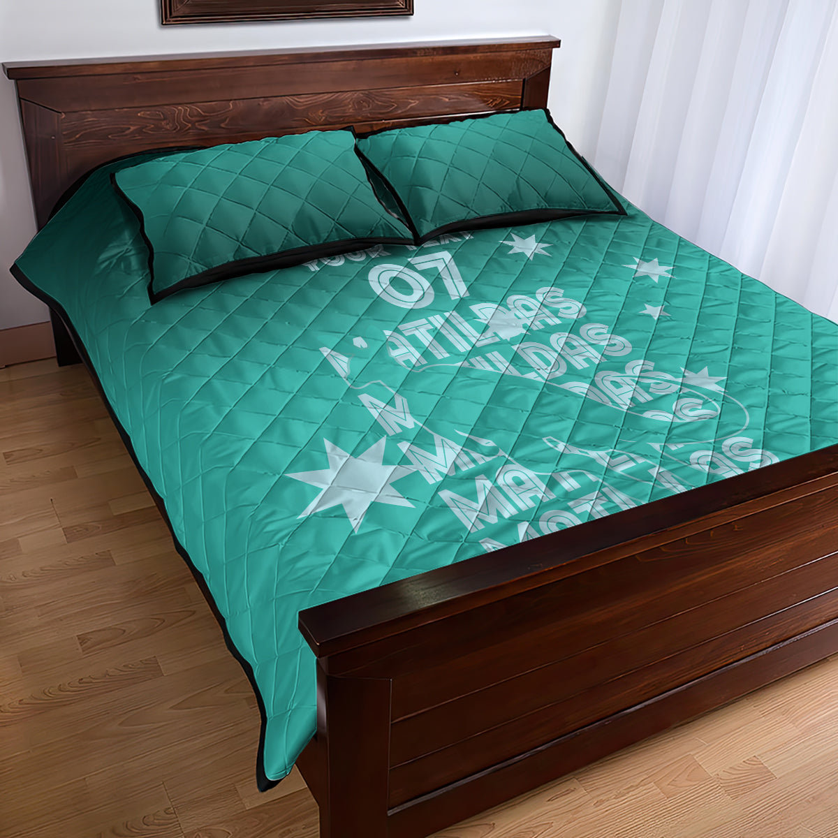 Australia Soccer Matildas Custom Quilt Bed Set Turquoise Basic Gradient