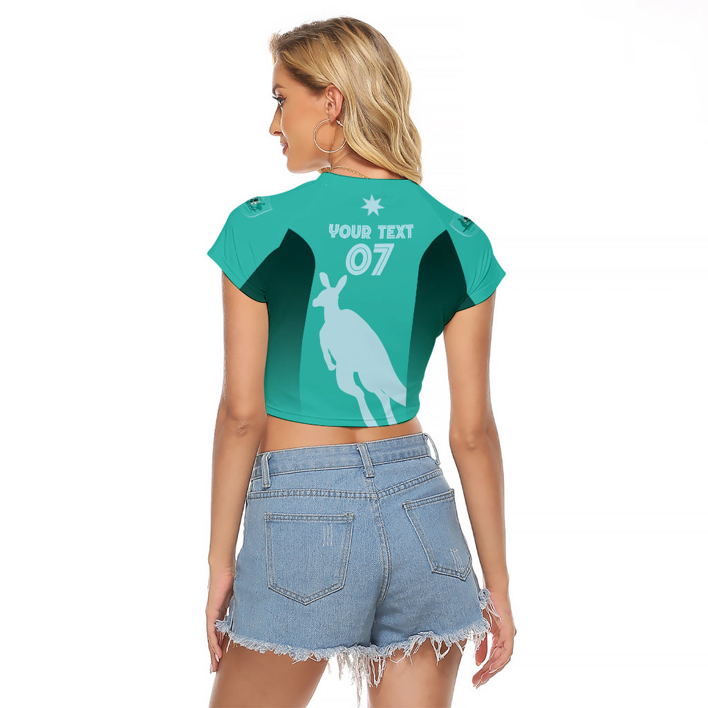 Australia Soccer Matildas Custom Raglan Cropped T Shirt Turquoise Basic Gradient