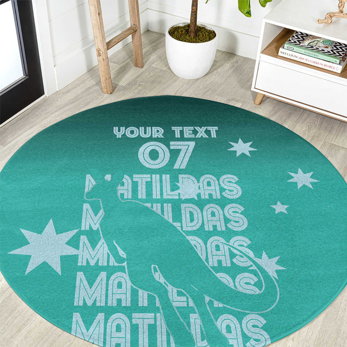Australia Soccer Matildas Custom Round Carpet Turquoise Basic Gradient