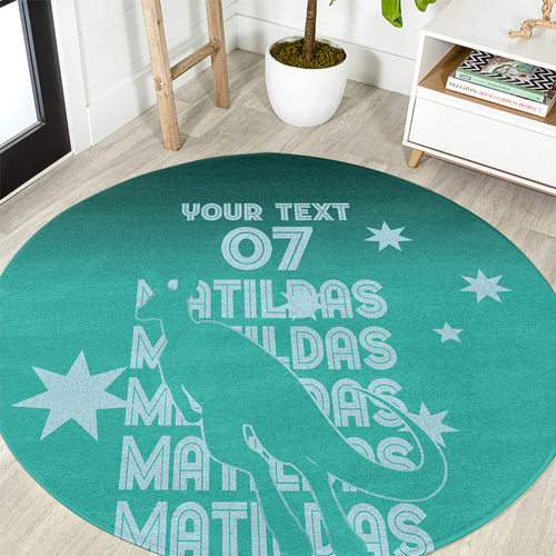 Australia Soccer Matildas Custom Round Carpet Turquoise Basic Gradient