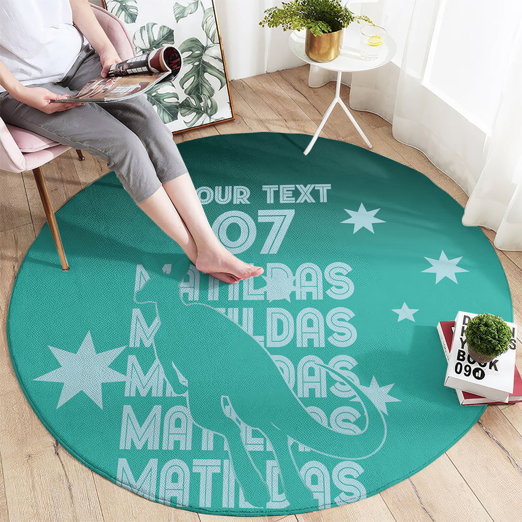 Australia Soccer Matildas Custom Round Carpet Turquoise Basic Gradient