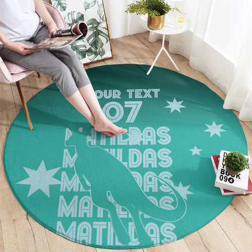 Australia Soccer Matildas Custom Round Carpet Turquoise Basic Gradient