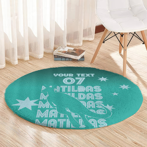 Australia Soccer Matildas Custom Round Carpet Turquoise Basic Gradient