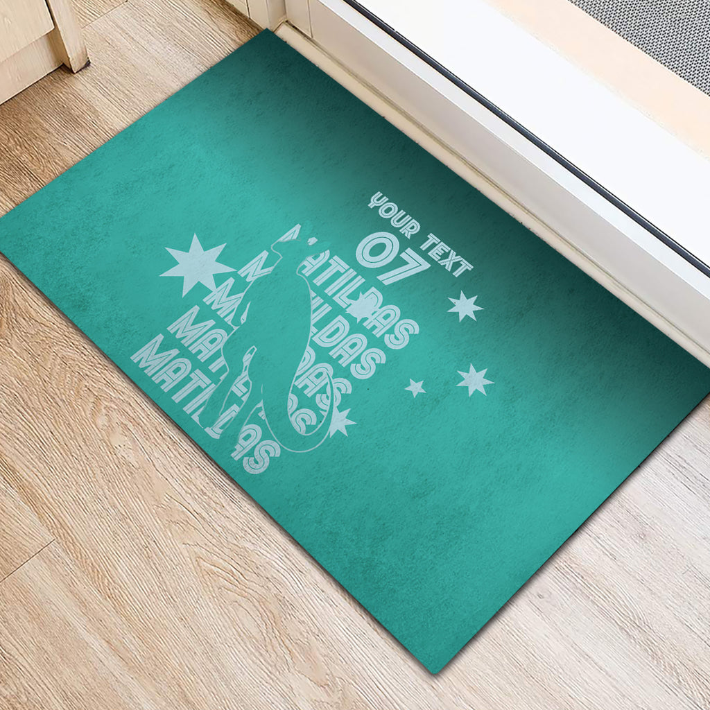 Australia Soccer Matildas Custom Rubber Doormat Turquoise Basic Gradient