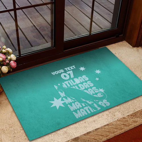 Australia Soccer Matildas Custom Rubber Doormat Turquoise Basic Gradient